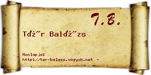 Tér Balázs névjegykártya